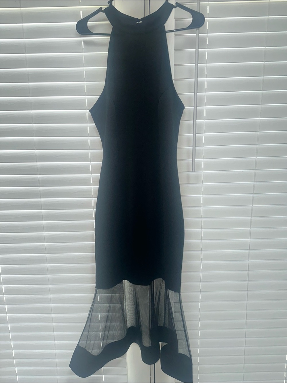 Black Sleeveless Mesh-Hem Midi Dress Size 1X In Good Condition